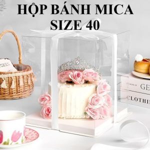 Hộp mica đựng bánh VUÔNG size 40- Cao 40