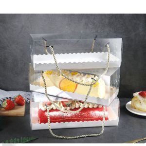 Hộp bánh mica chữ nhật dây xách 27.5*11*9.5
