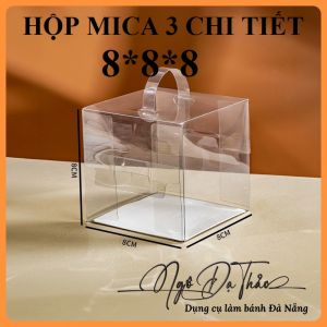 Hộp bánh mica 3 chi tiết 8*8*8