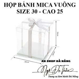 Hộp mica đựng bánh VUÔNG size 30 - Cao 25