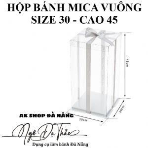 Hộp mica đựng bánh VUÔNG size 30 - Cao 45
