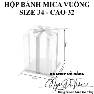 Hộp mica đựng bánh VUÔNG size 34 - Cao 32