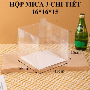 Hộp bánh mica 3 chi tiết 16*16*15