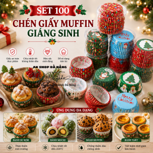 Set 100 chén giấy muffin ĐK đáy 5.0cm - GIÁNG SINH MIX