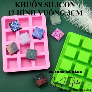 Khuôn silicon 12 hình vuông 3.0cm