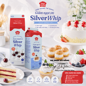 Kem topping SILVER WHIP giảm ngọt 1 lít
