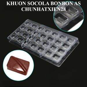 Khuôn nhựa socola bonbon AS - 28 Chữ nhật xiên