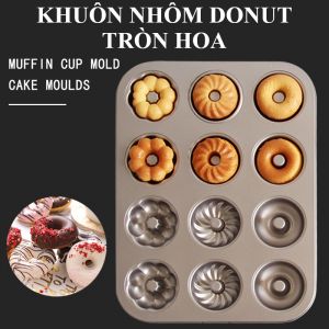 Khay nhôm nướng bánh DONUT tròn hoa