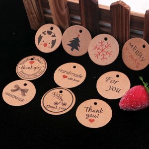 Set 100 tag giấy tròn kraf