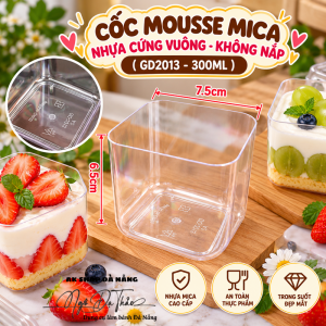Cốc nhựa mica cứng vuông GD2013 ( KHÔNG NẮP)