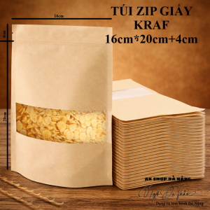 Set 10 túi giấy zip cửa sổ kraf 16cm*20cm+4cm