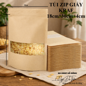 Set 10 túi giấy zip cửa sổ kraf 18cm*30cm+4cm