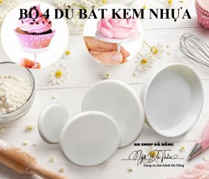 Set 4 dù nhựa bắt bông kem