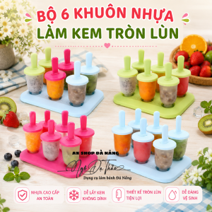 Bộ 6 khuôn nhựa làm kem TRÒN LÙN