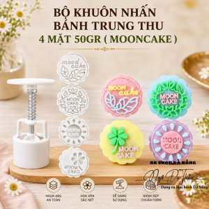 Bộ khuôn nhấn bánh trung thu 4 mặt 50gr MOONCAKE