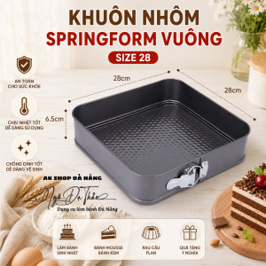 Khuôn nhôm SPRINGFORM VUÔNG size 28cm