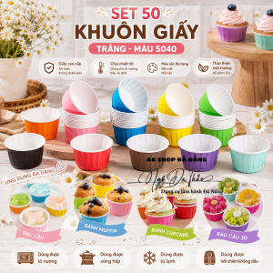 Set 50 khuôn giấy cupcake cứng TRẮNG - MÀU