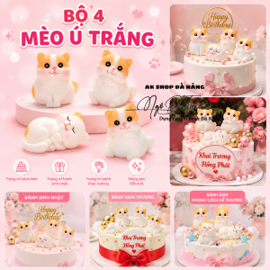 Bộ 4 mèo ú trắng