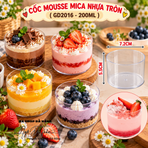 Cốc nhựa mica cứng tròn GD2016 + không nắp