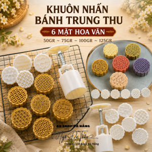 Bộ khuôn nhấn bánh trung thu 6 mặt HOA VĂN