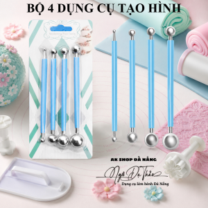 Bộ 4 dụng cụ tạo hình fondant/ đất sét inox